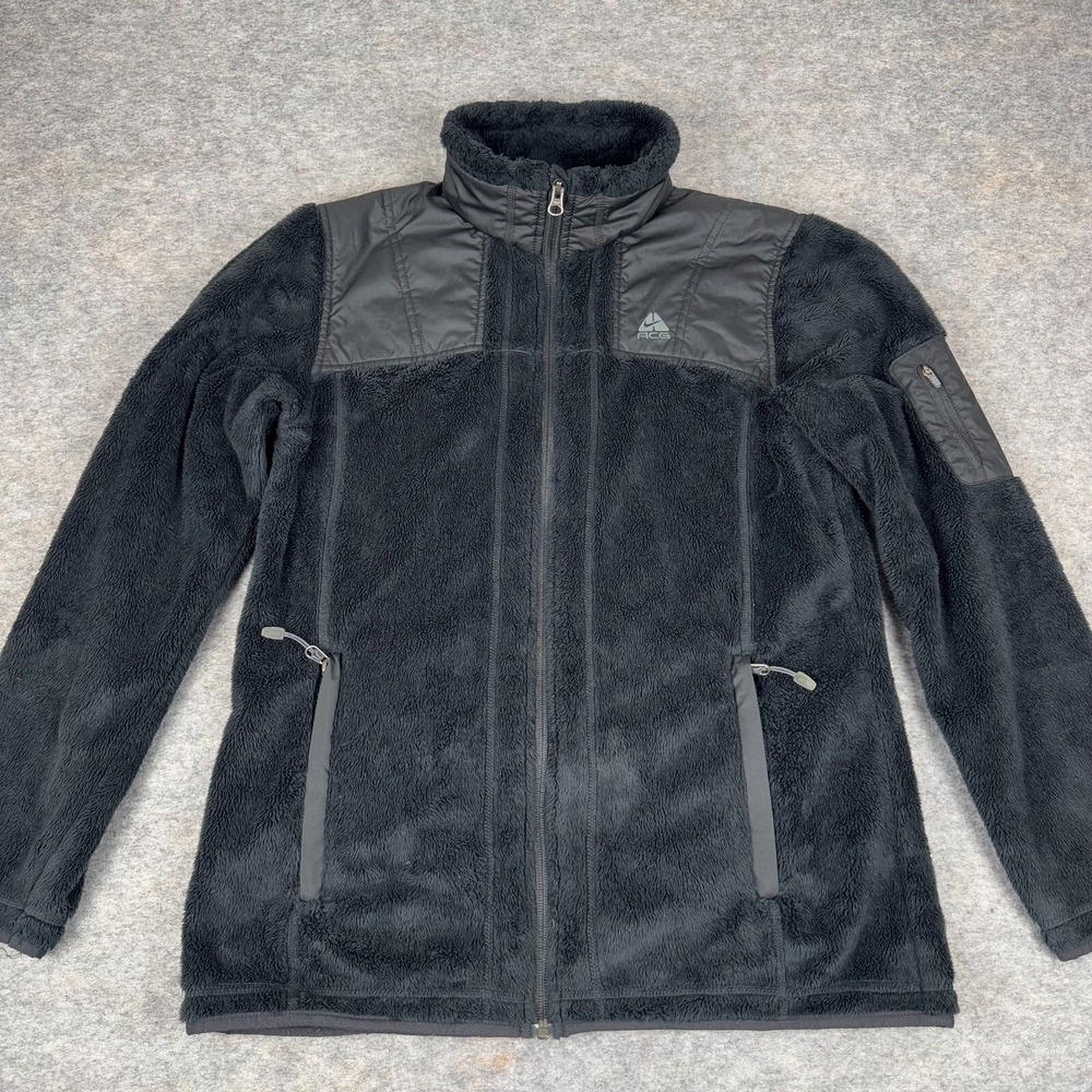 Nike ACG Full Zip Jacket Fleece Sherpa Furry Soft Black Womens Medium M